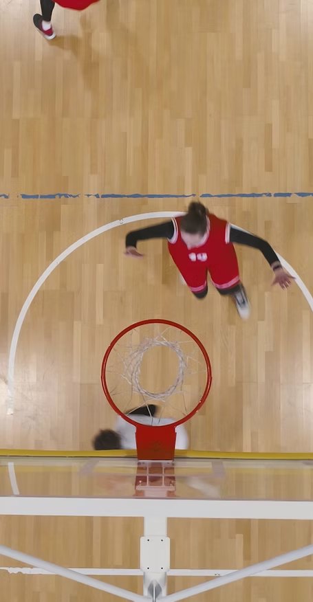 Basketball action at the hoop